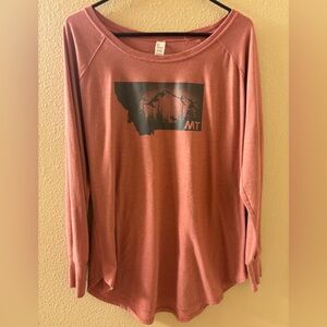 Montana Graphic Long Sleeve Tee District XL Pink Boho Outdoorsy MT Shirt